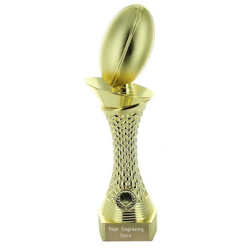 Rugby Trophy Heavyweight Tower Gold Shine 28cm (11")