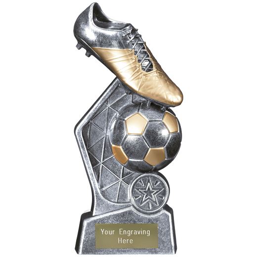 Hex Football Trophy Antique Silver 18.5cm (7.25")