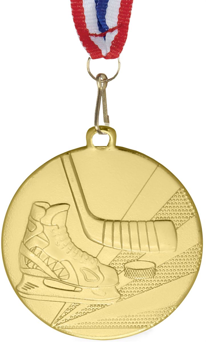 Ice Hockey Gold Medal with Medal Ribbon 50mm (2")