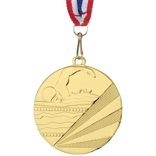 Swimming Gold Medal with Medal Ribbon 50mm (2")