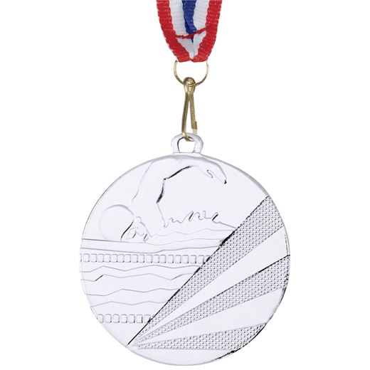 Swimming Silver Medal with Medal Ribbon 50mm (2")