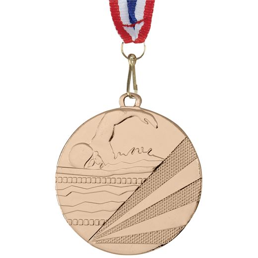 Swimming Bronze Medal with Medal Ribbon 50mm (2")