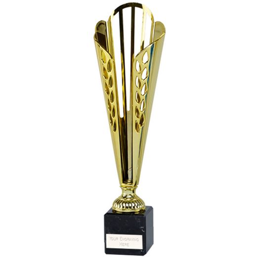 Gold Plastic Deco Cone Trophy on Large Marble Base 32cm (12.5")