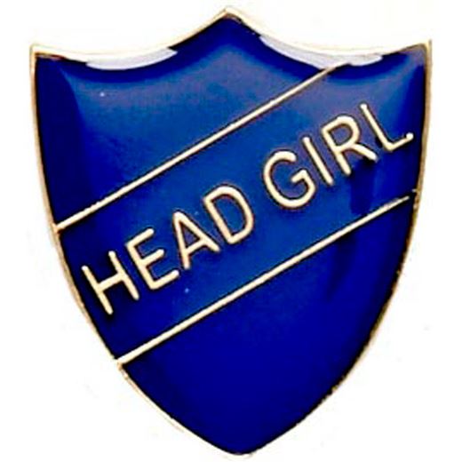 Head Girl Shield Badge Blue 22mm x 25mm