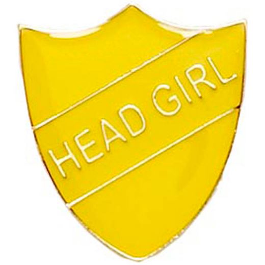 Head Girl Shield Badge Yellow 22mm x 25mm