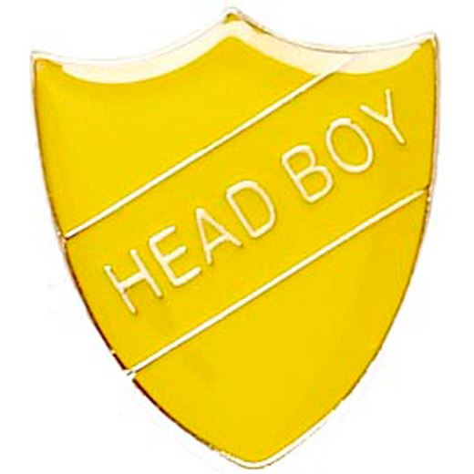 Head Boy Shield Badge Yellow 22mm x 25mm