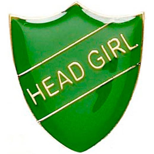 Head Girl Shield Badge Green 22mm x 25mm