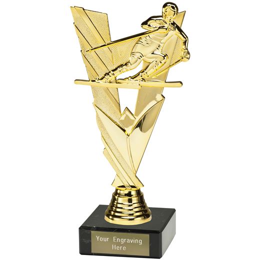 Valour Skiing Trophy on Marble Base Gold 21cm (8.25")