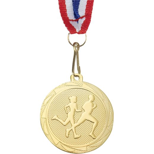 Running Fusion Medal with Medal Ribbon Gold 45mm (1.75")