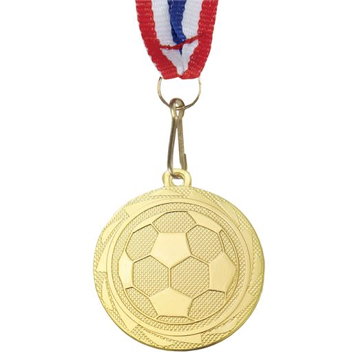 Football Fusion Medal with Medal Ribbon Gold 45mm (1.75")