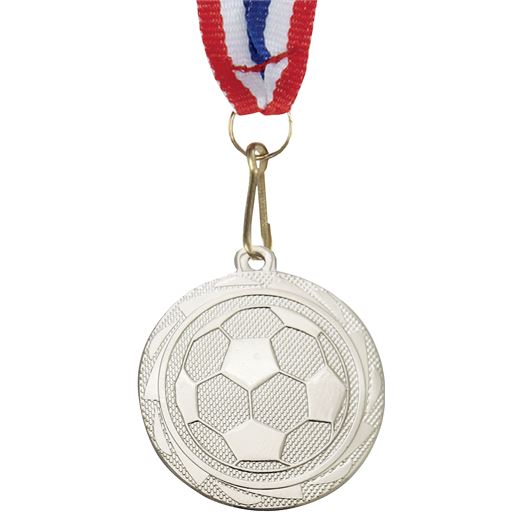 Football Fusion Medal Silver with Medal Ribbon 45mm (1.75")