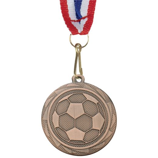 Football Fusion Medal Bronze with Medal Ribbon 45mm (1.75")