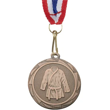 Bronze Silver 55mm Martial Arts Medal with Ribbon Gold 