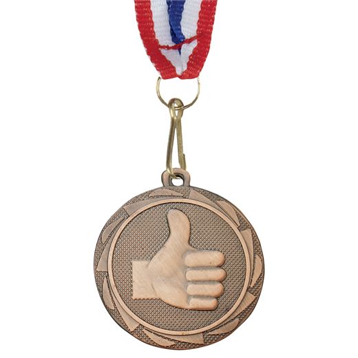 Thumbs Up Fusion Medal Bronze with Medal Ribbon 45mm (1.75")