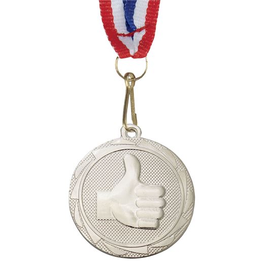 Thumbs Up Fusion Medal Silver with Medal Ribbon 45mm (1.75")