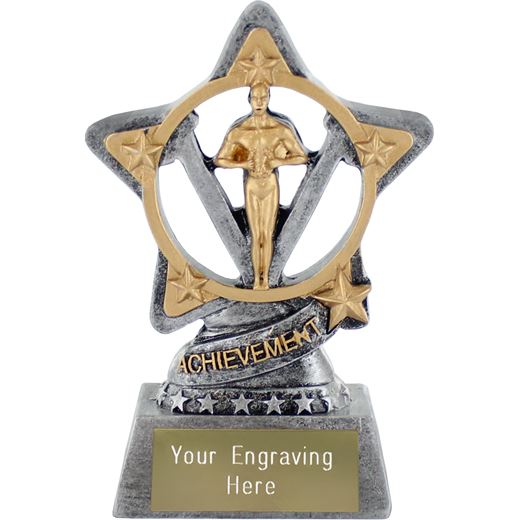 Achievement Statue Trophy by Infinity Stars Antique Silver 10cm (4")
