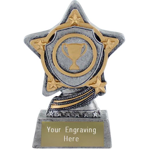 Shield Trophy by Infinity Stars Antique Silver 10cm (4")