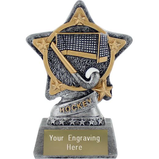 Hockey Trophy by Infinity Stars Antique Silver 10cm (4")
