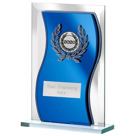 2020 Blue Mirrored Glass Plaque Award 12.5cm (5")