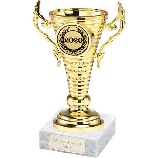 2020 Gold Trophy Cup on White Marble Base 12.5cm (5")