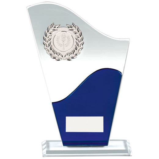Trek Clear & Blue Glass Plaque Award 18.5cm (7.25")