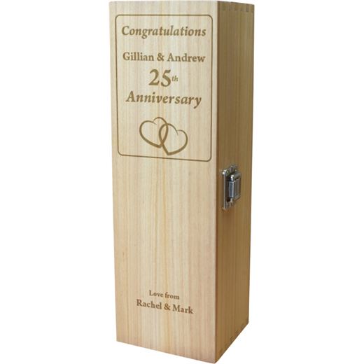 Congratulations Happy Anniversary Wine Box - Heart Design 35cm (13.75")