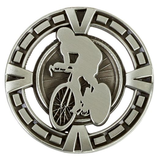 Varsity Cycling Medal Antique Silver 60mm (2.25")