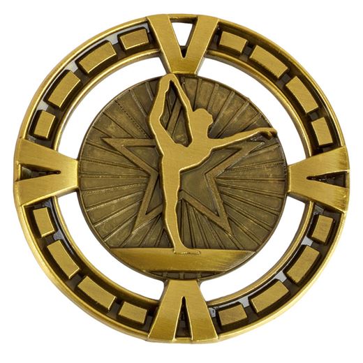 Varsity Gymnastics Medal Antique Gold 60mm (2.25")