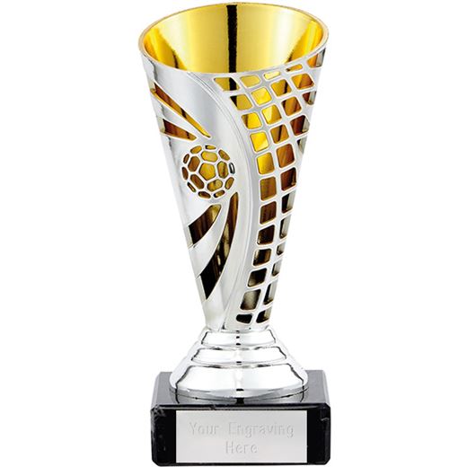 Football Defender Trophy Cup Silver & Gold 14cm (5.5")