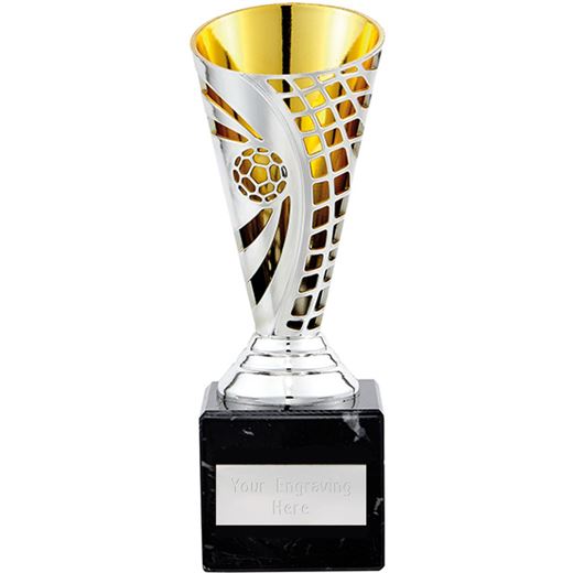 Football Defender Trophy Cup Silver & Gold 16cm (6.25")
