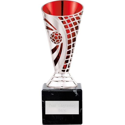 Football Defender Trophy Cup Silver & Red 16cm (6.25")