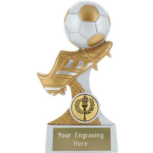 Boot and Ball Resin Trophy Silver and Gold 15cm (6")