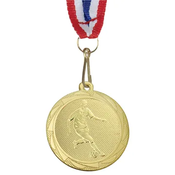 FOOTBALL SOLID METAL 40MM MEDALS GOLD & SILVER FREE RIBBONs AM863G/S 