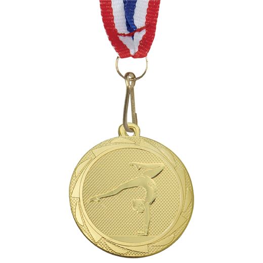 Female Gymnastics Fusion Medal Gold with Medal Ribbon 45mm (1.75")