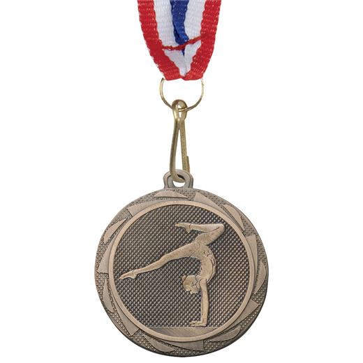 Female Gymnastics Fusion Medal Bronze with Medal Ribbon 45mm (1.75")