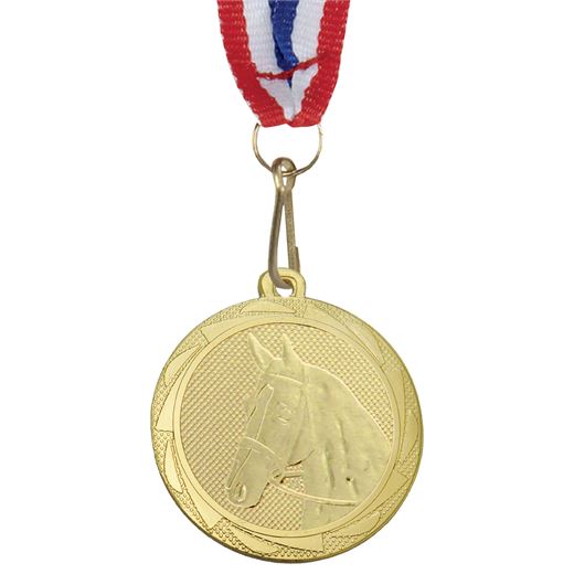 Equestrian Fusion Medal Gold with Medal Ribbon 45mm (1.75")