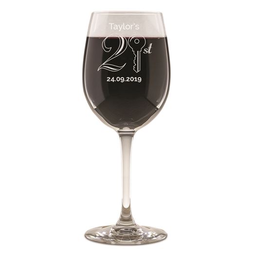Personalised 21st Birthday Key Wine Glass