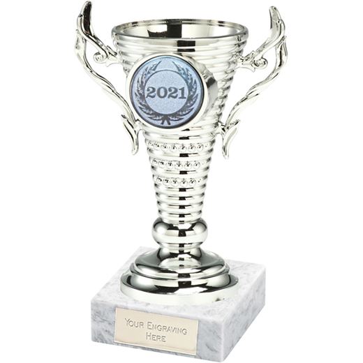 2021 Silver Trophy Cup on White Marble Base 12.5cm (5")