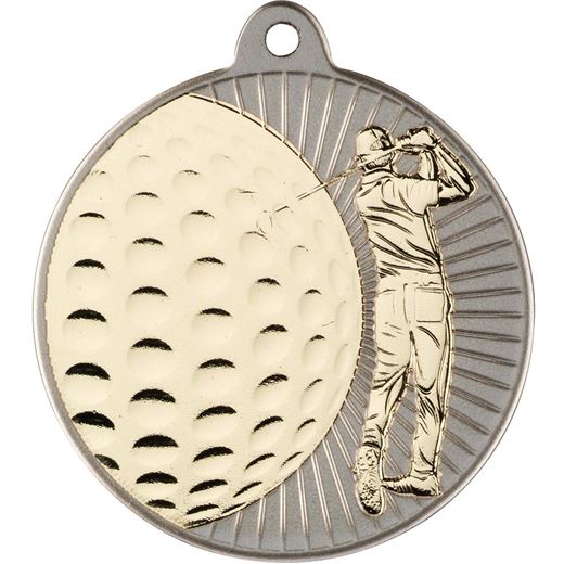 Golf Two Tone Medal Gold 50mm (2")
