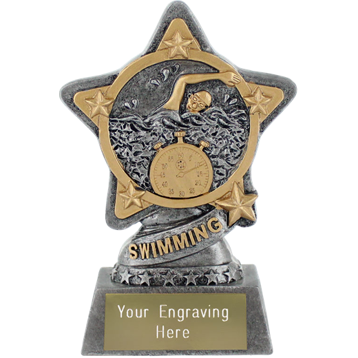 Swimming Trophy by Infinity Stars in Antique Silver 10cm (4")