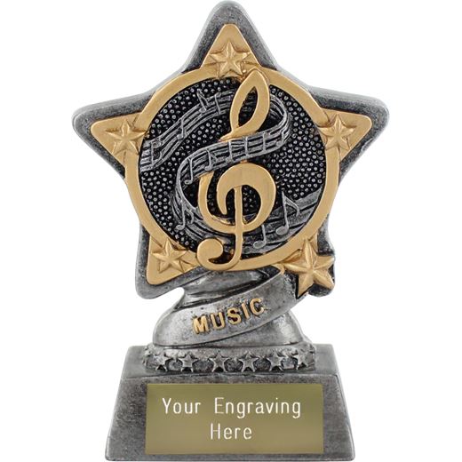 Music Trophy by Infinity Stars in Antique Silver 10cm (4")