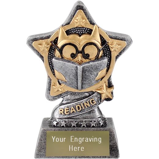Reading Trophy by Infinity Stars Antique Silver 10cm (4")
