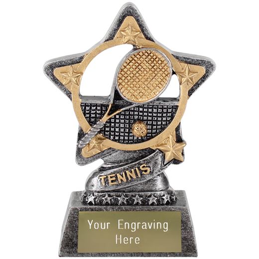 Tennis Trophy by Infinity Stars Antique Silver 10cm (4")