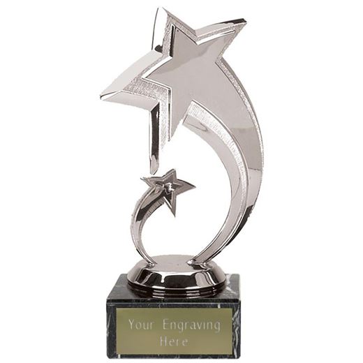 Two Silver Stars in Spiral Design Trophy 18cm (7")