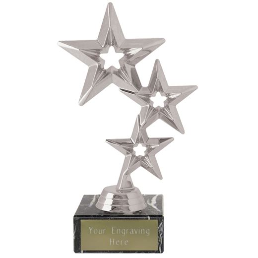 Triple Star Silver Award on a Marble Base 19.5cm (7.75")