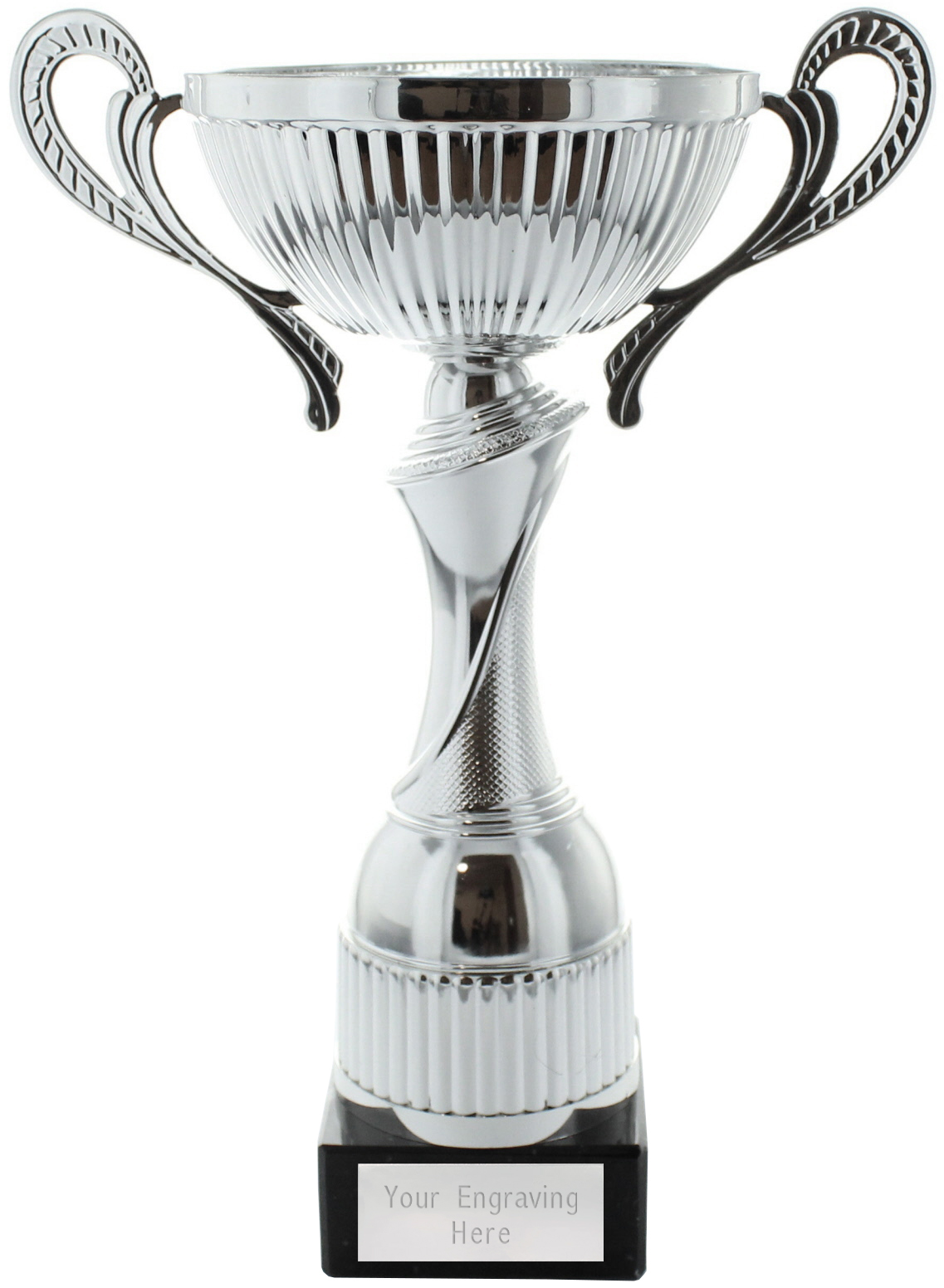 SILVER TROPHY CUP METAL BOWL HANDLES 10" or 12½" *FREE ENGRAVING* SPORTS AWARD 