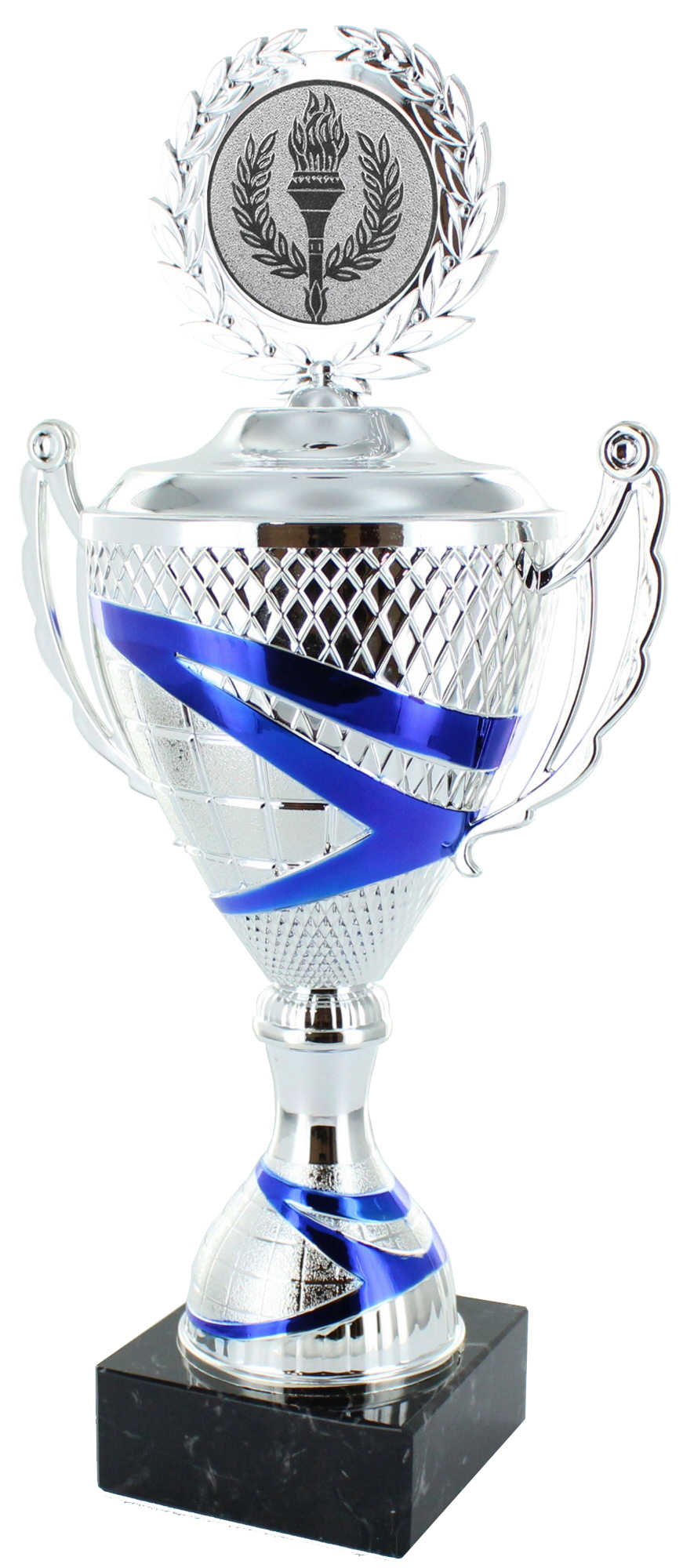 Dynamic Trophy Cup with Lid Silver & Blue 35.5cm (12.5")