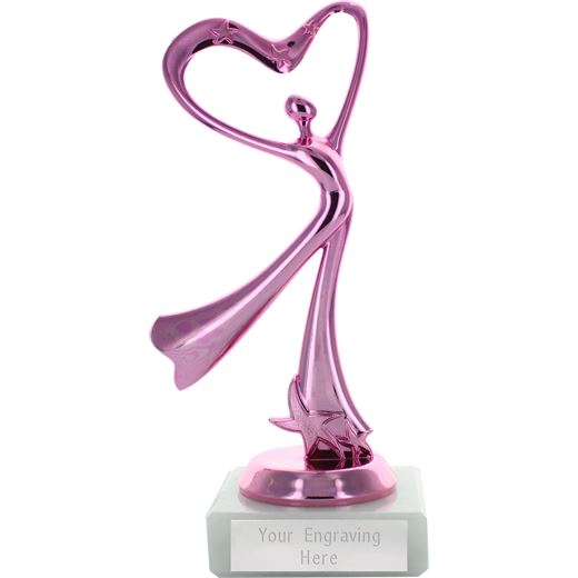 Heart Dance Award on Marble Base Pink 18cm (7")