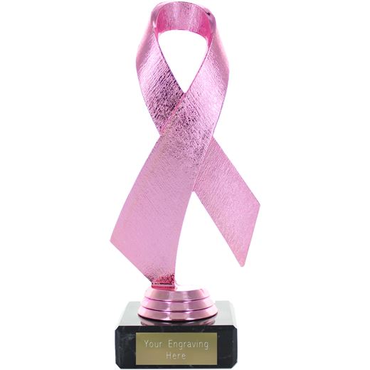 Awareness Ribbon Pink Trophy on Marble Base 17cm (6.75")