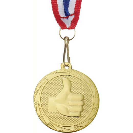 Thumbs Up Fusion Medal Gold with Medal Ribbon 45mm (1.75")